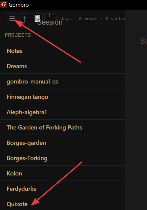 Create a project from the command terminal (/ or Ctrl+T)
