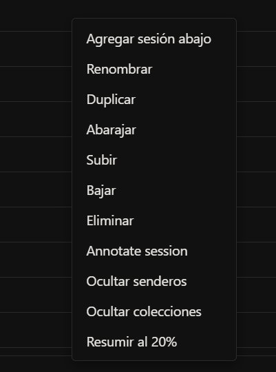 Session context menu